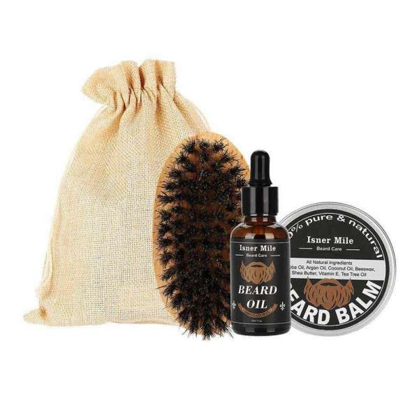 Isner Mile High Quality Beard Growth Care Set Including Beard Oil 30ml,Balm 60g,Brush For Men